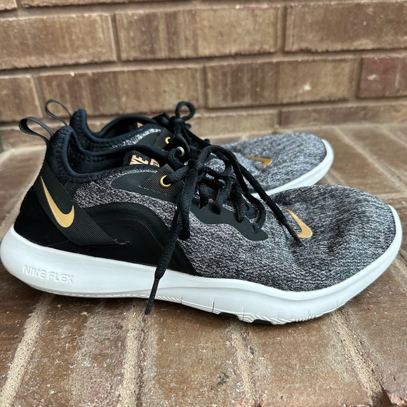 Nike Flex TR9 sz 9.5 black white gold - Picture 2 of 5